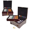750 14g Tri Color Ace/King Suited Chips in Mahogany Case
