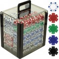 1000 11.5 Gram DICE-STRIPED Poker Chips in Acrylic Carrier