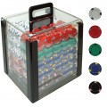 1000 13 Gram Pro Clay Casino Poker Chips in Acrylic Carrier