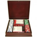 100 11.5g Jackpot Casino Clay Chip w/ Mahogany Case