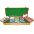 500 11.5g Jackpot Casino Clay Chips w/ Oak Case