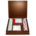 100 12.2g Clay Coin Inlay Casino Chips w/Mahogany Case